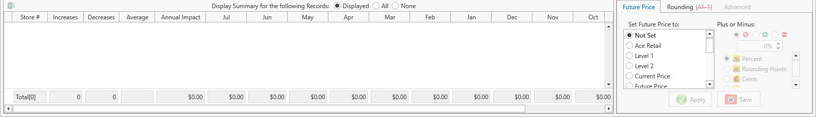 Summary panel and Future Price panel along the bottom of the window