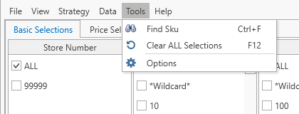 Tools menu