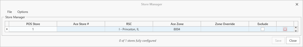Store Manager window