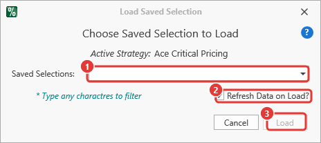 Load Saved Selection dialog