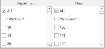 The Wildcard row in a selection box